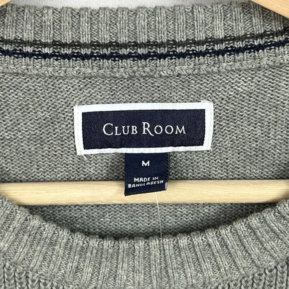 Club Room Mens Medium Textured Cotton Crew Neck Pullover Sweater Gray NWT - Picture 3 of 7